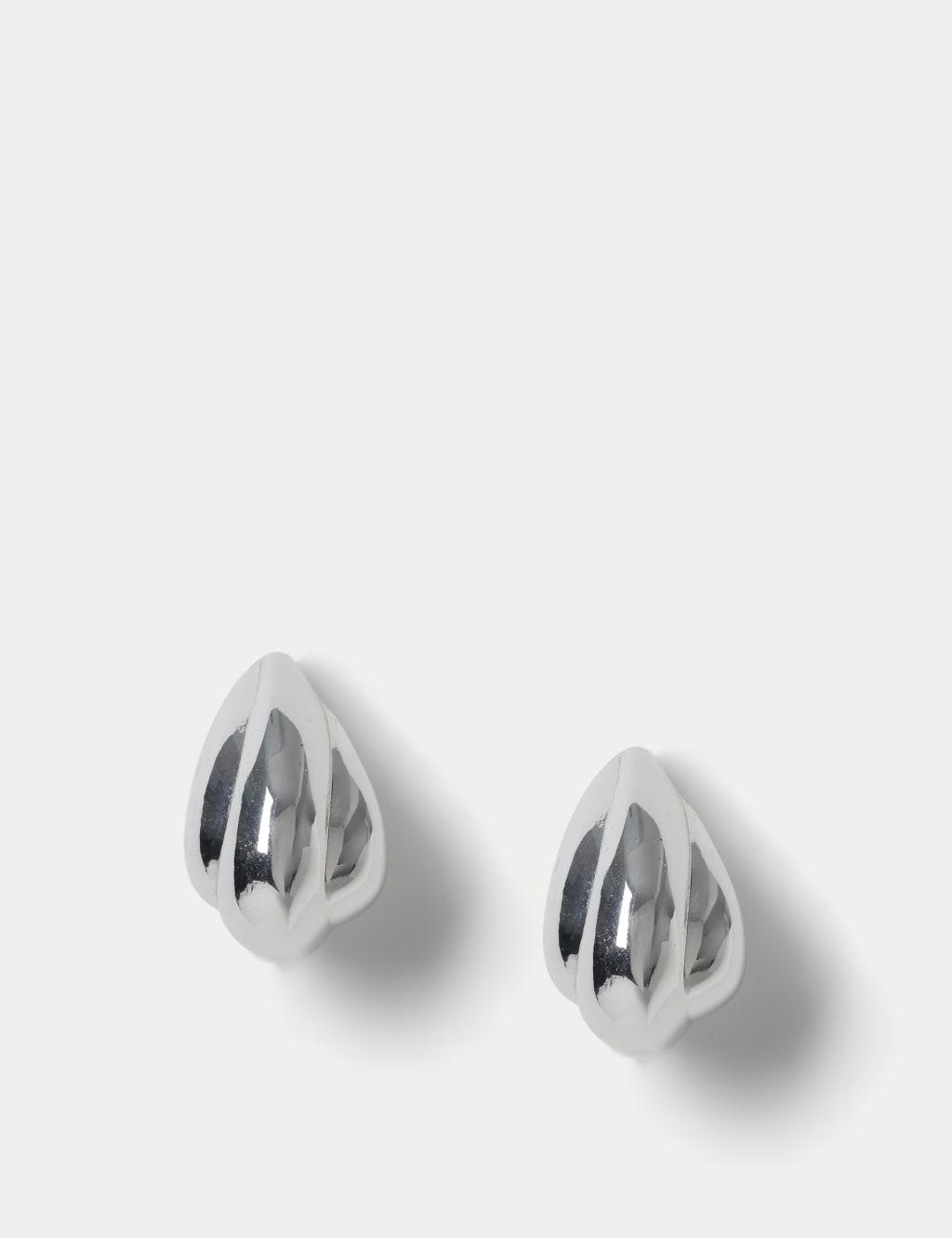 Silver Tone Ridge Tear Drop Earring M S Collection M S