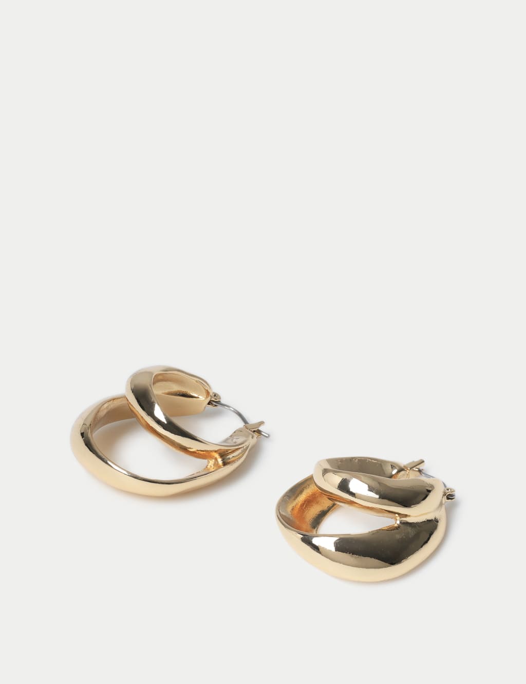 Gold Tone Double Row Hoop Earring 2 of 2