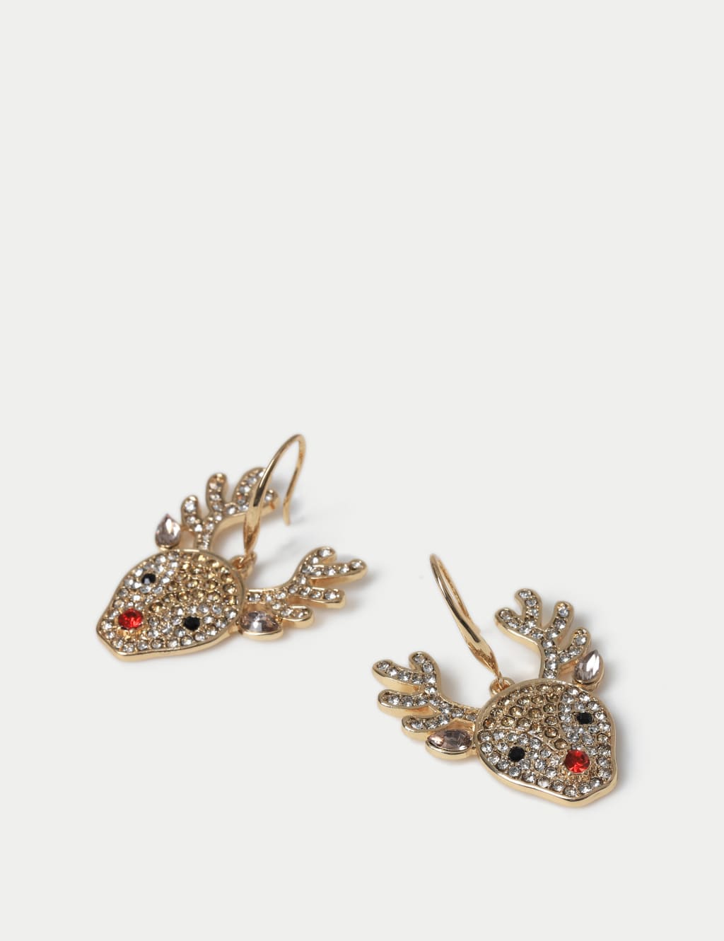 Christmas Gold Tone Reindeer Face  Earrings 2 of 2
