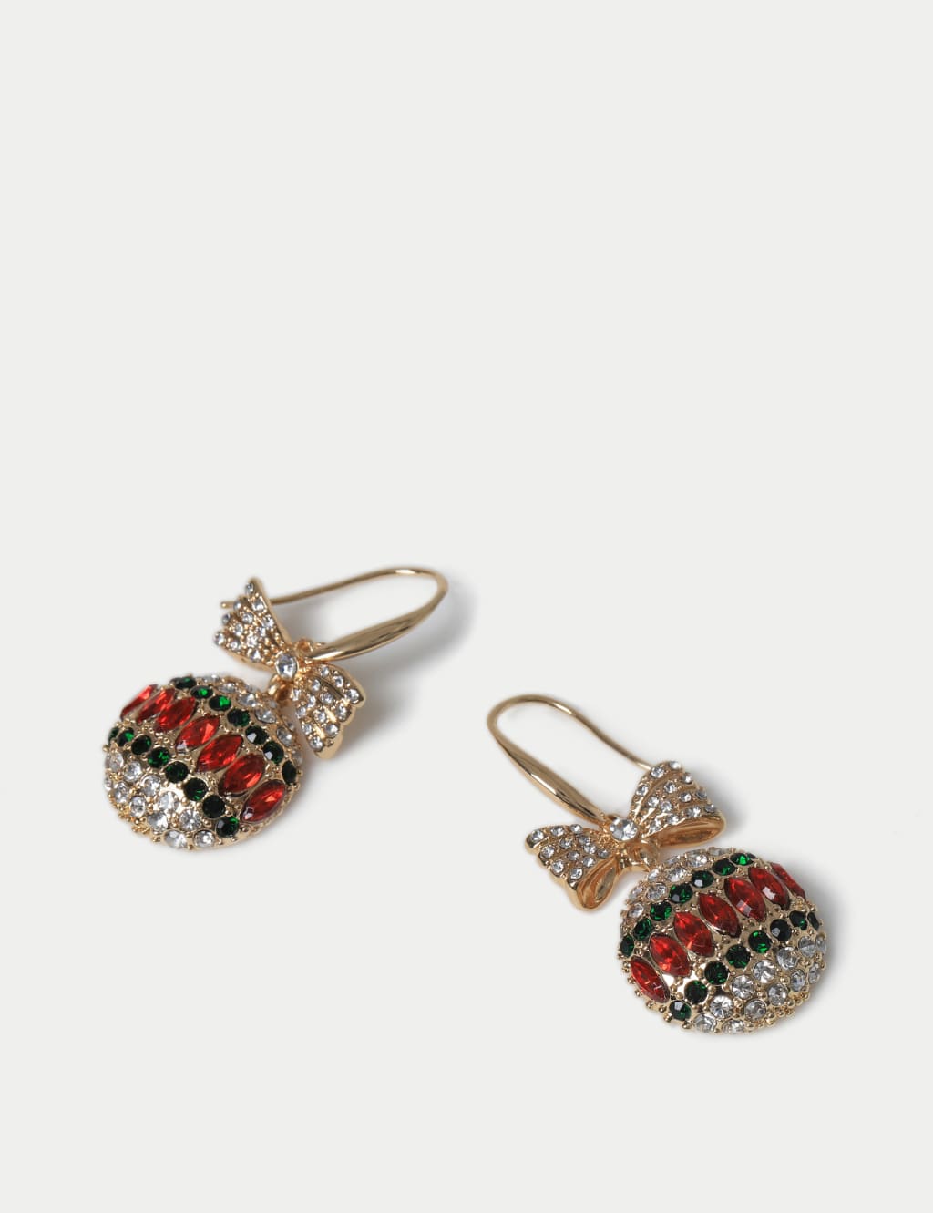 Christmas Gold Tone  Bauble Drop Earrings 2 of 2