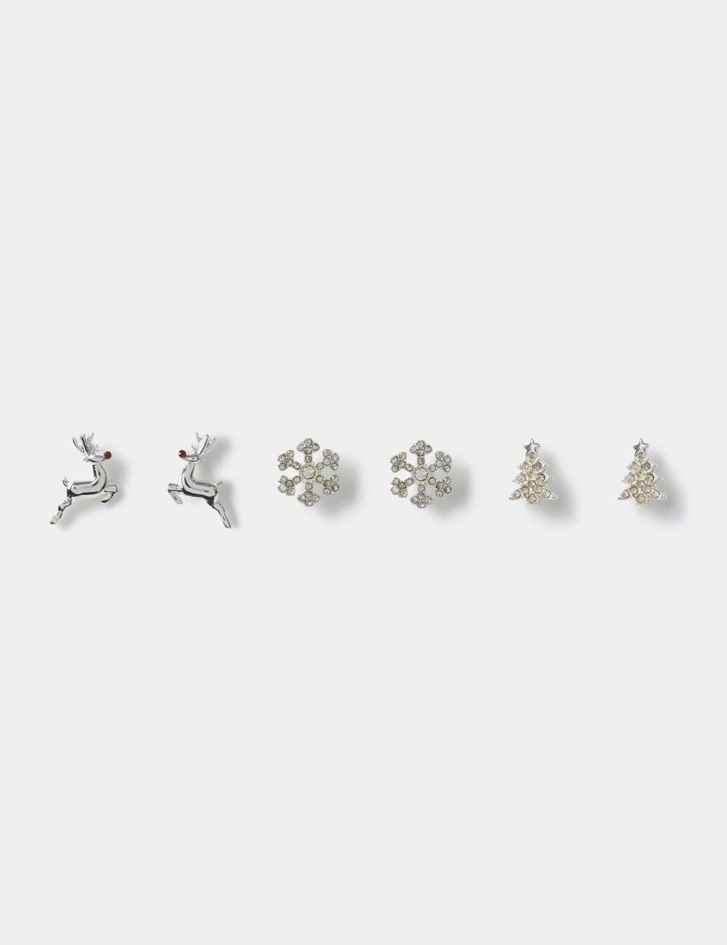 Christmas Silver Tone 3 Pack Stud Earrings M S Collection M S