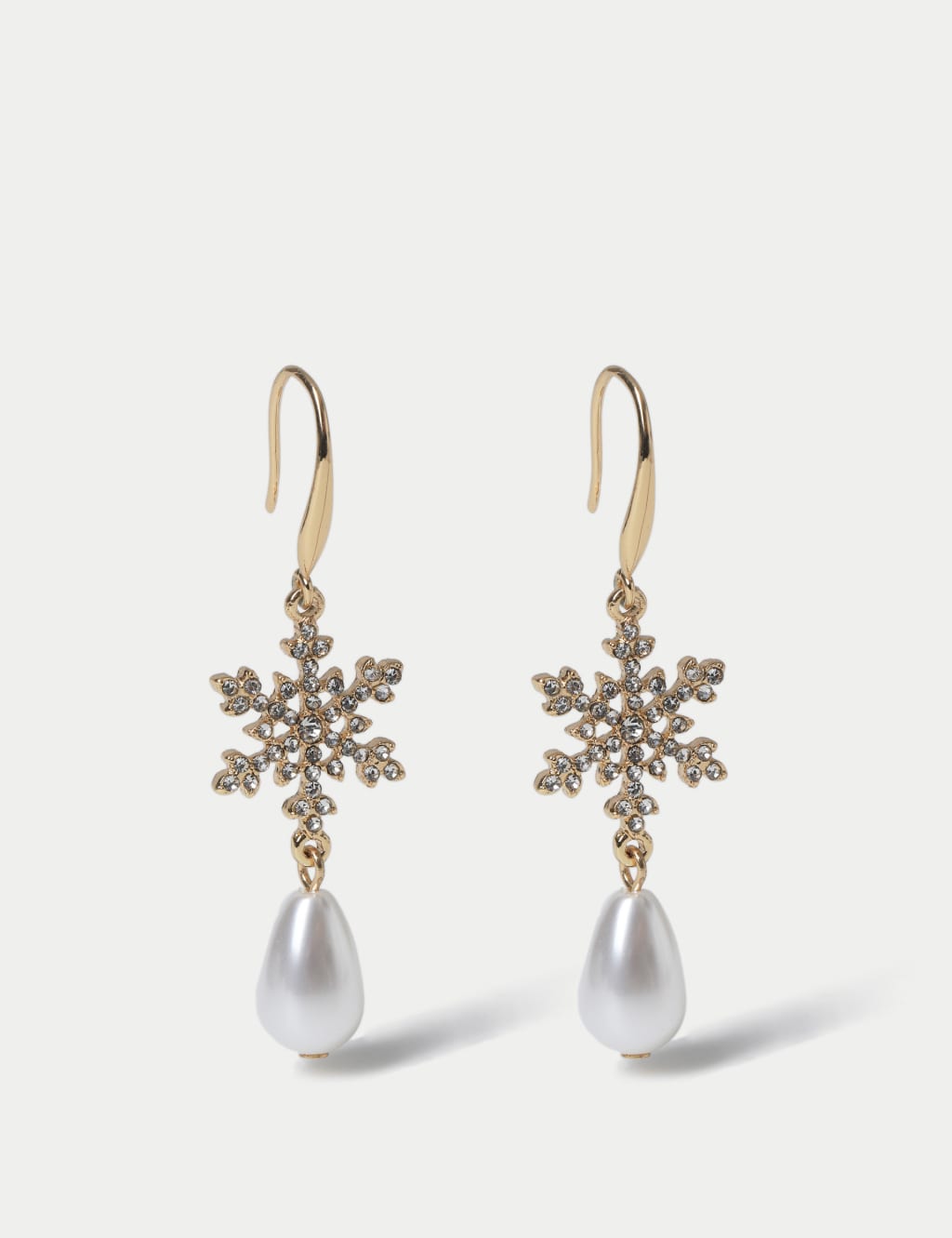 Christmas Pearl Snowflake Drop Earrings M S Collection M S