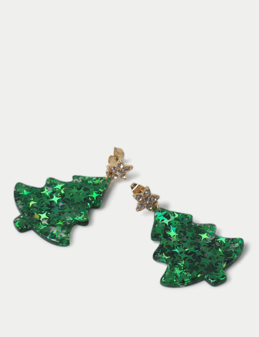 Christmas Green Tree Drop Earrings 2 of 2