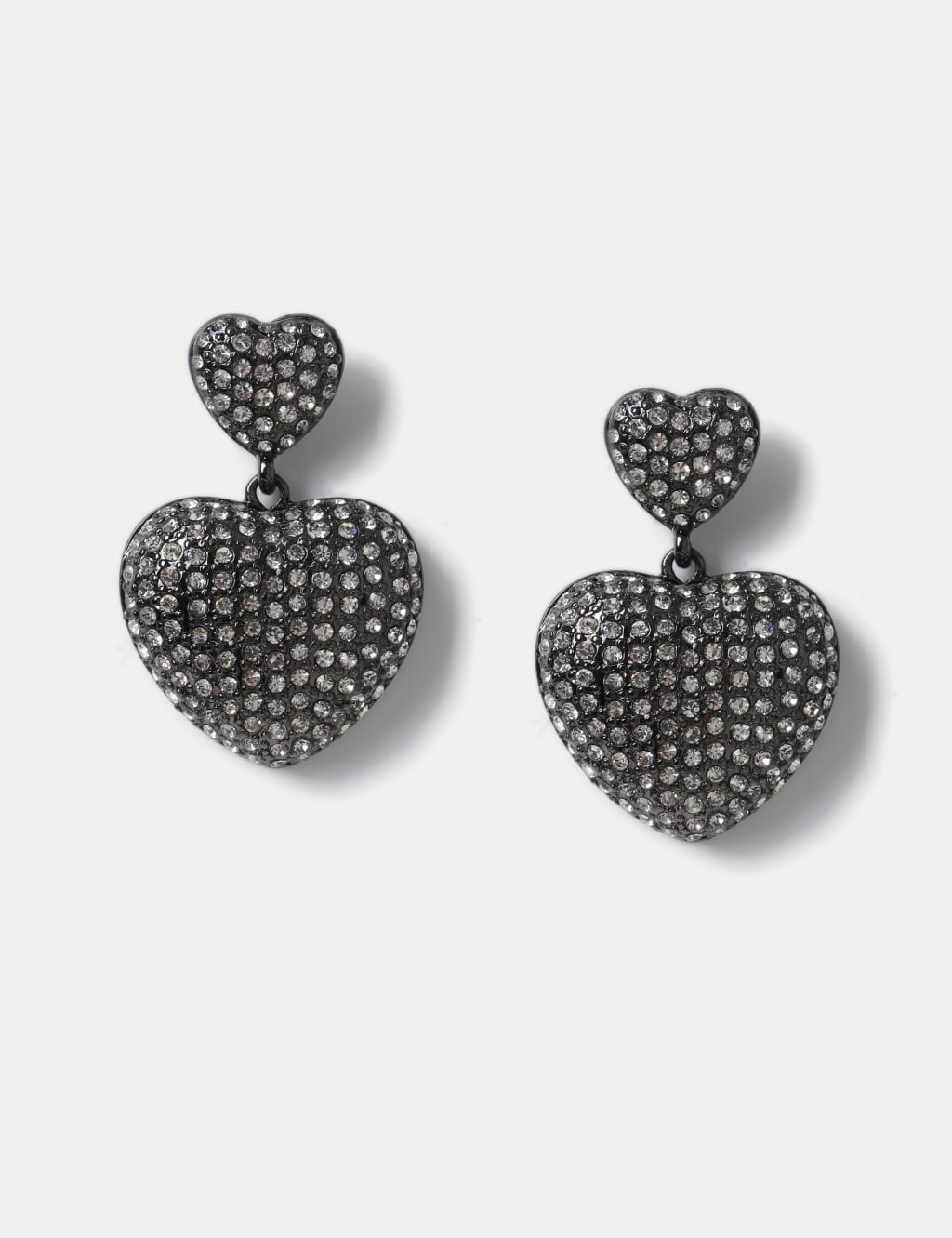 Rhinestone heart earrings sales