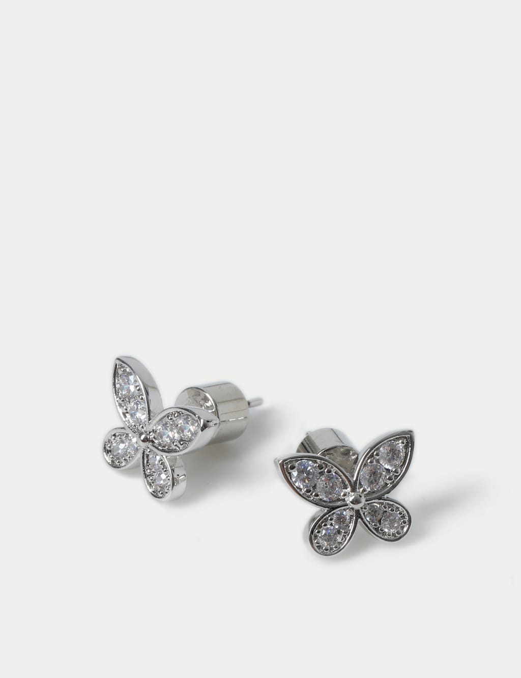Platinum Plated Butterfly Stud Earring 2 of 2