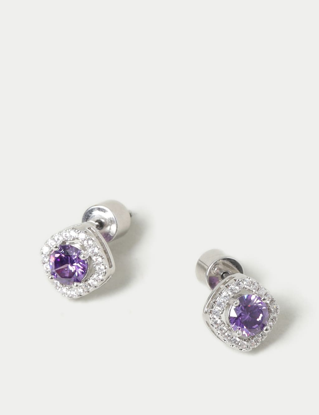 Platinum Plated February Stud Earrings 2 of 3