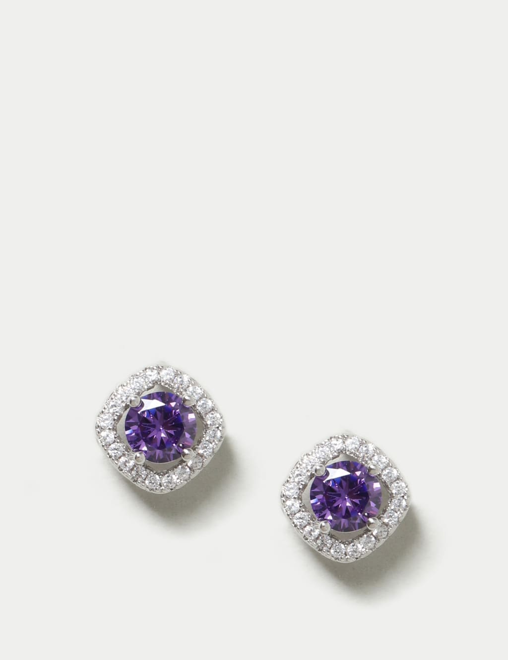 Platinum Plated February Stud Earrings 3 of 3
