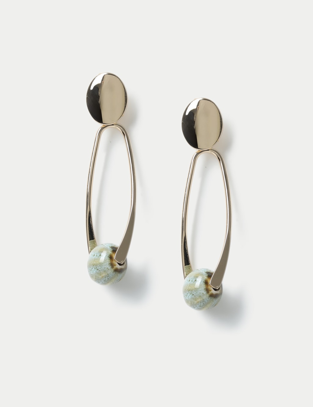 Gold Tone Elongated Ball Drop Earrings 1 of 2