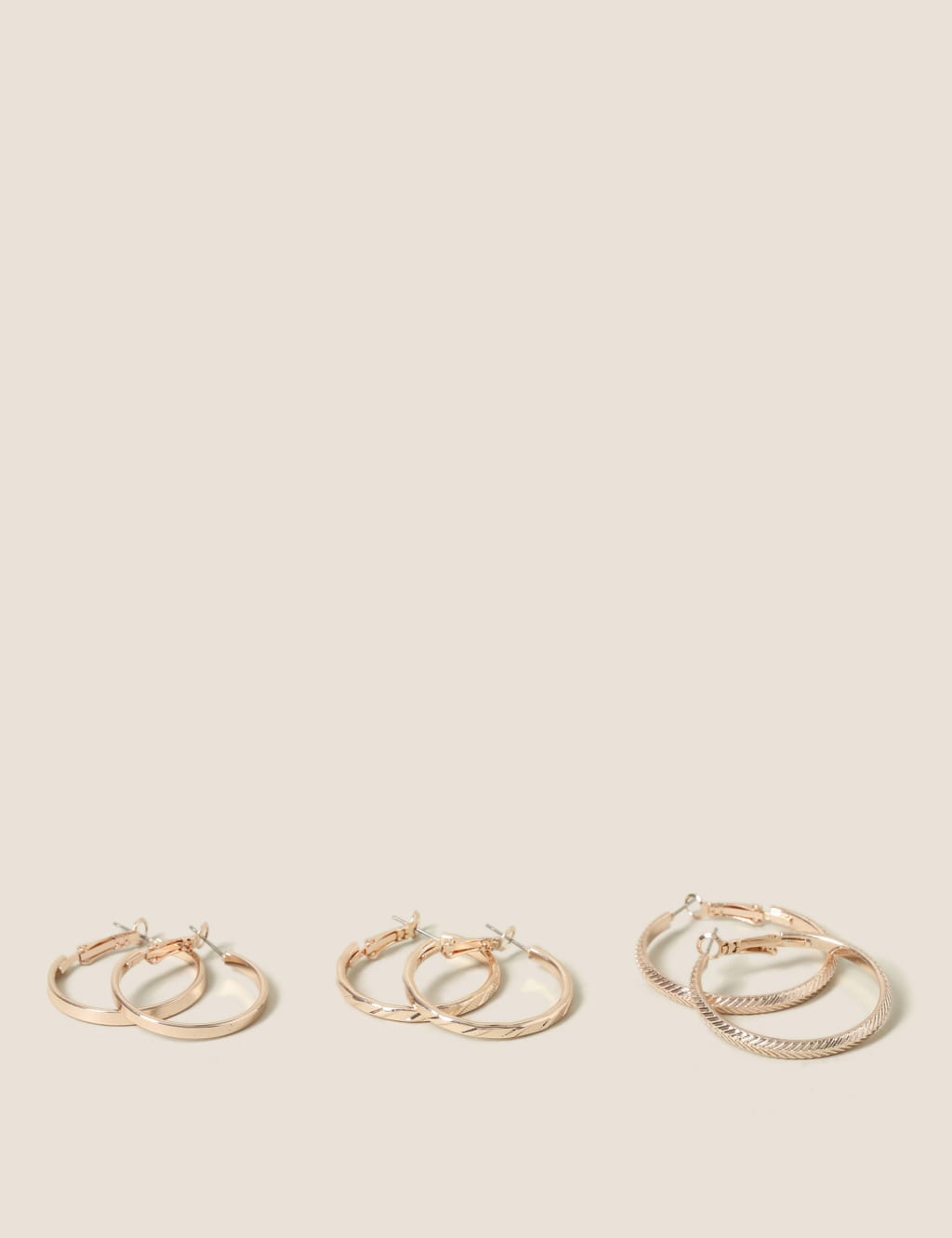 3 pk Rose Gold Tone Hoop Earrings M S Collection M S