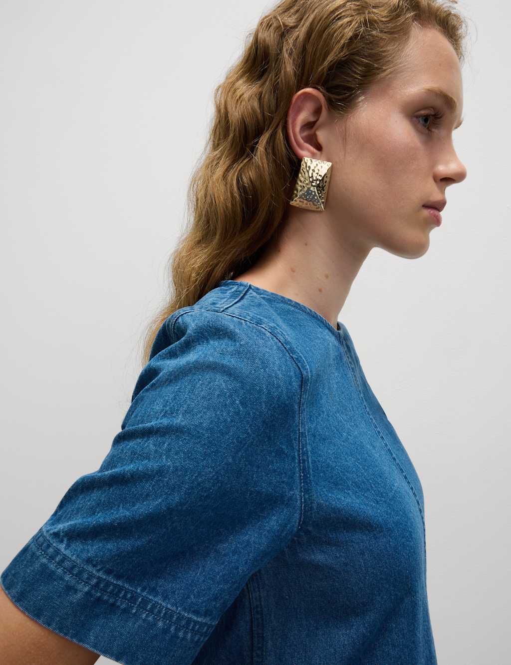 Oversized Hammered Rectangular Earrings 1 of 3