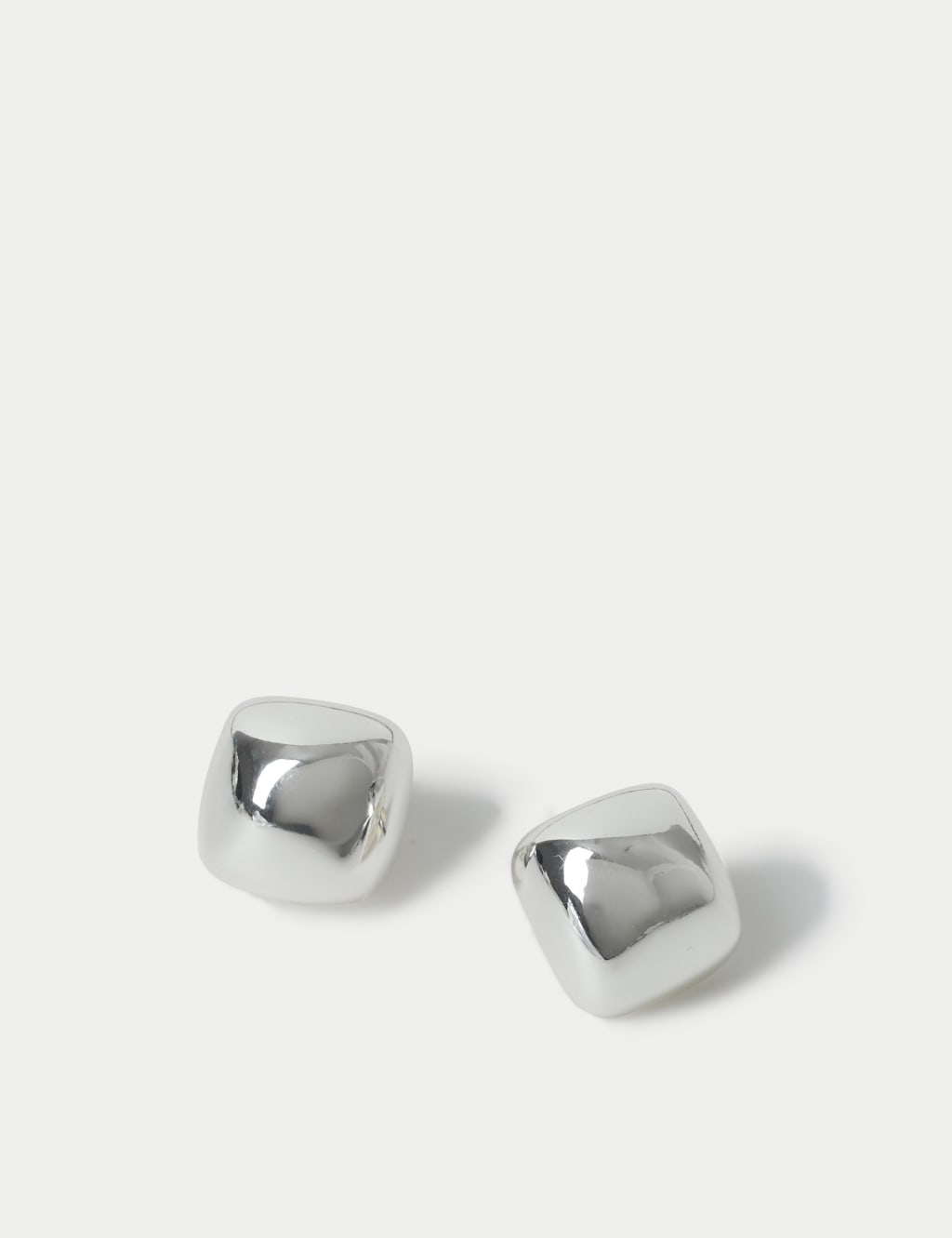 Silver Tone Square Shape Stud Earrings 2 of 2