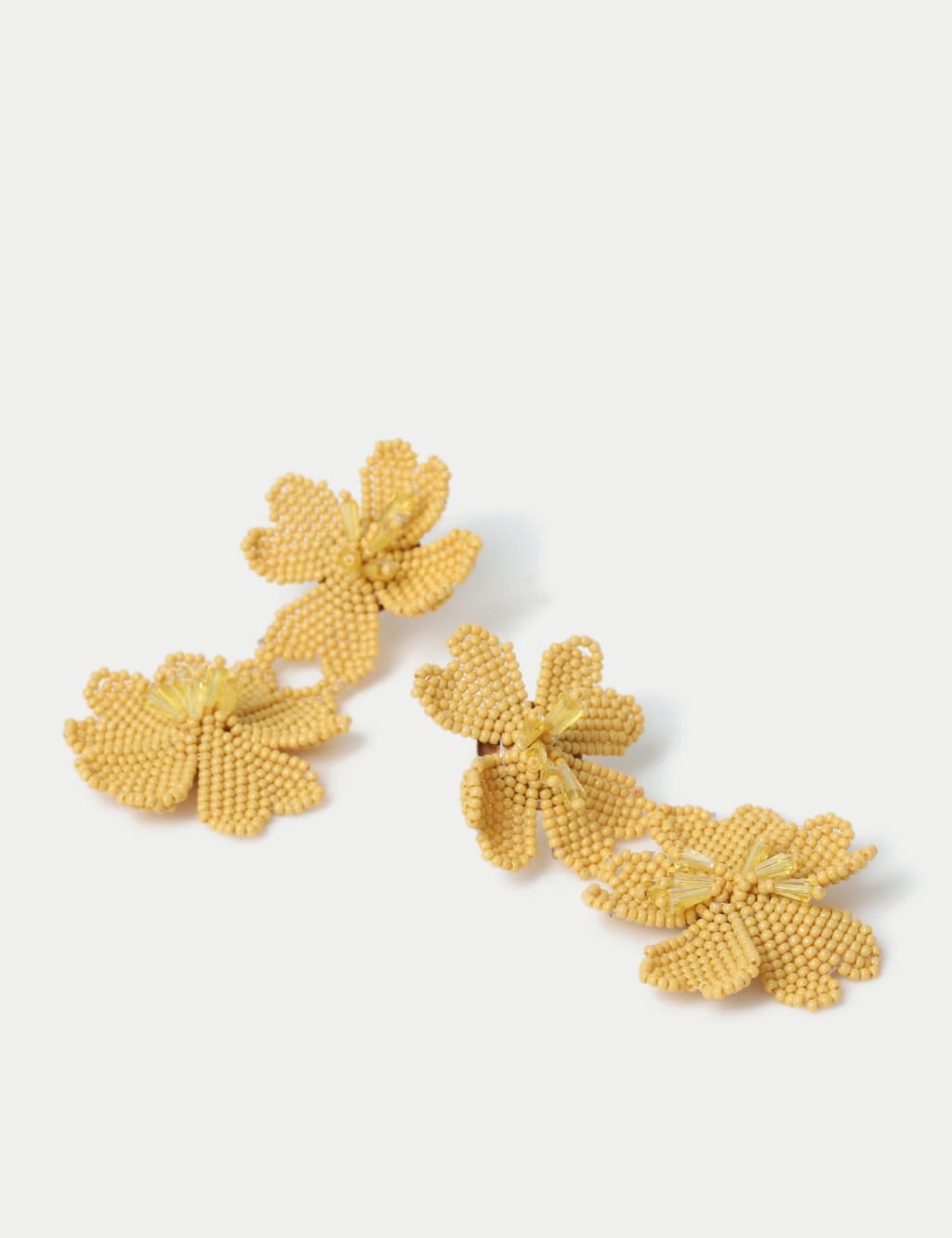 Handcrafted Beaded Flower Motif Drop Earrings 2 of 2