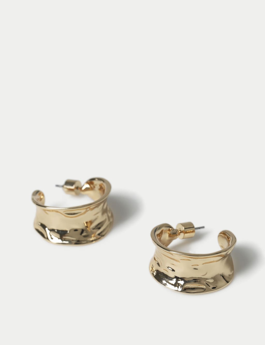 Gold Tone Molten Hoop Earrings 2 of 2