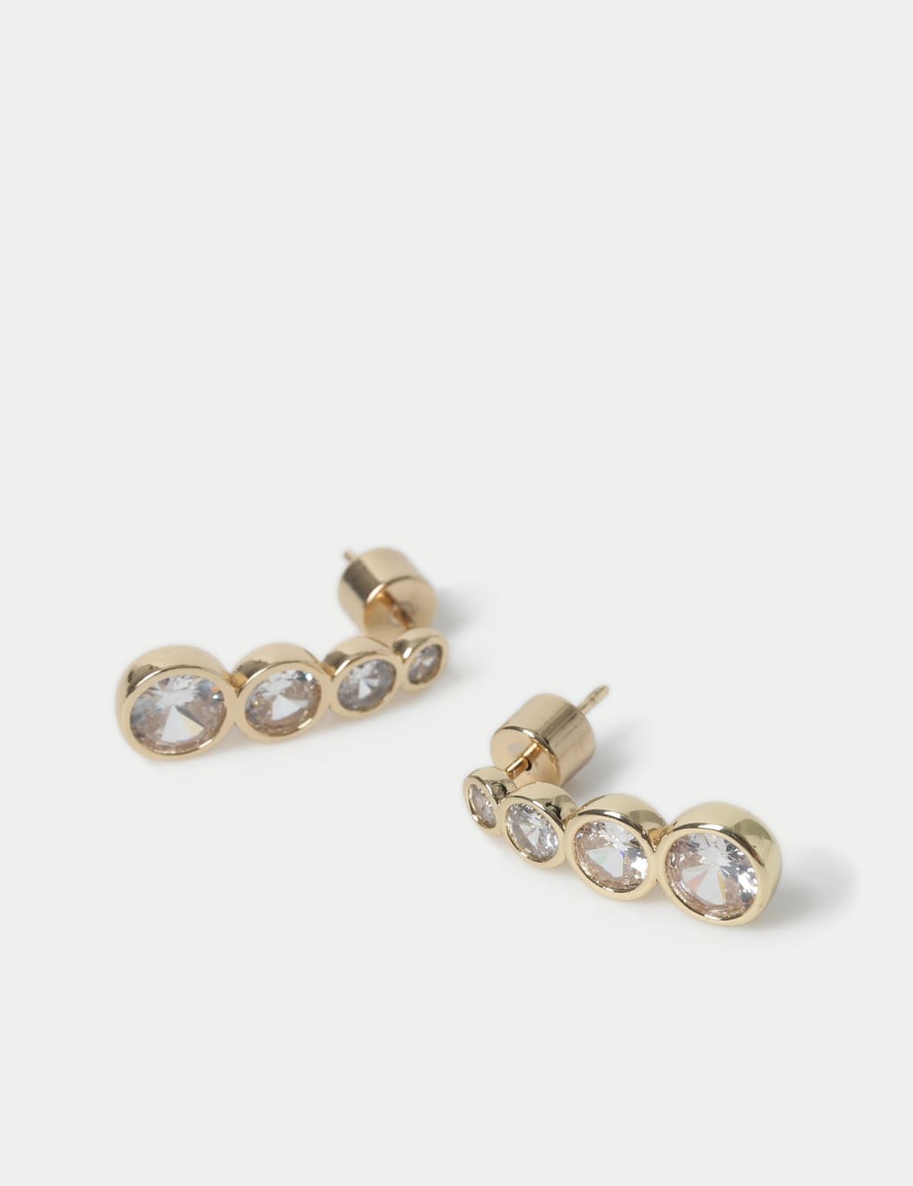 Gold Tone Cubic Zirconia Micro Drop Earrings 2 of 2