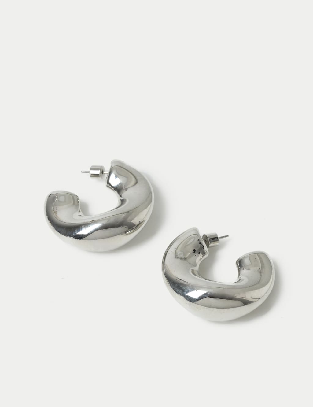 Silver Tone C Shaped Earrings 2 of 2