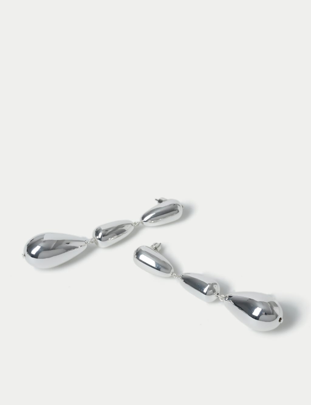 Silver Tone Three Tier Drop Earrings 2 of 2