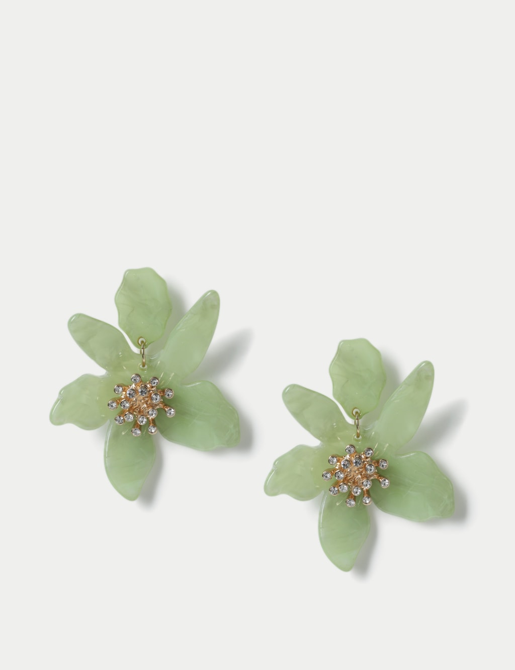 Green Floral Acrylic Drop Earrings 2 of 3