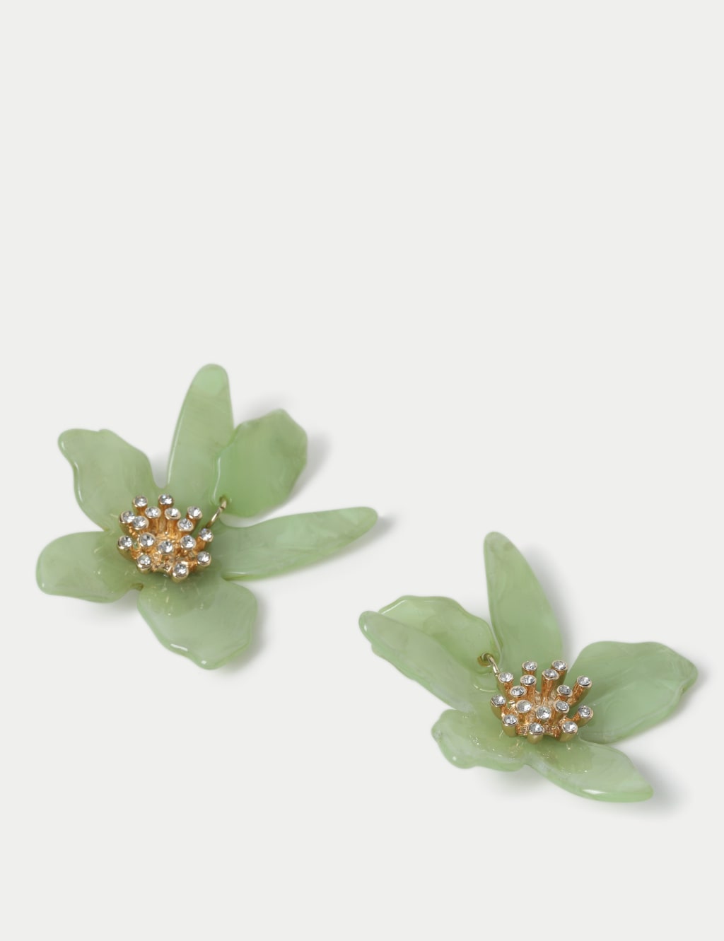 Green Floral Acrylic Drop Earrings 3 of 3