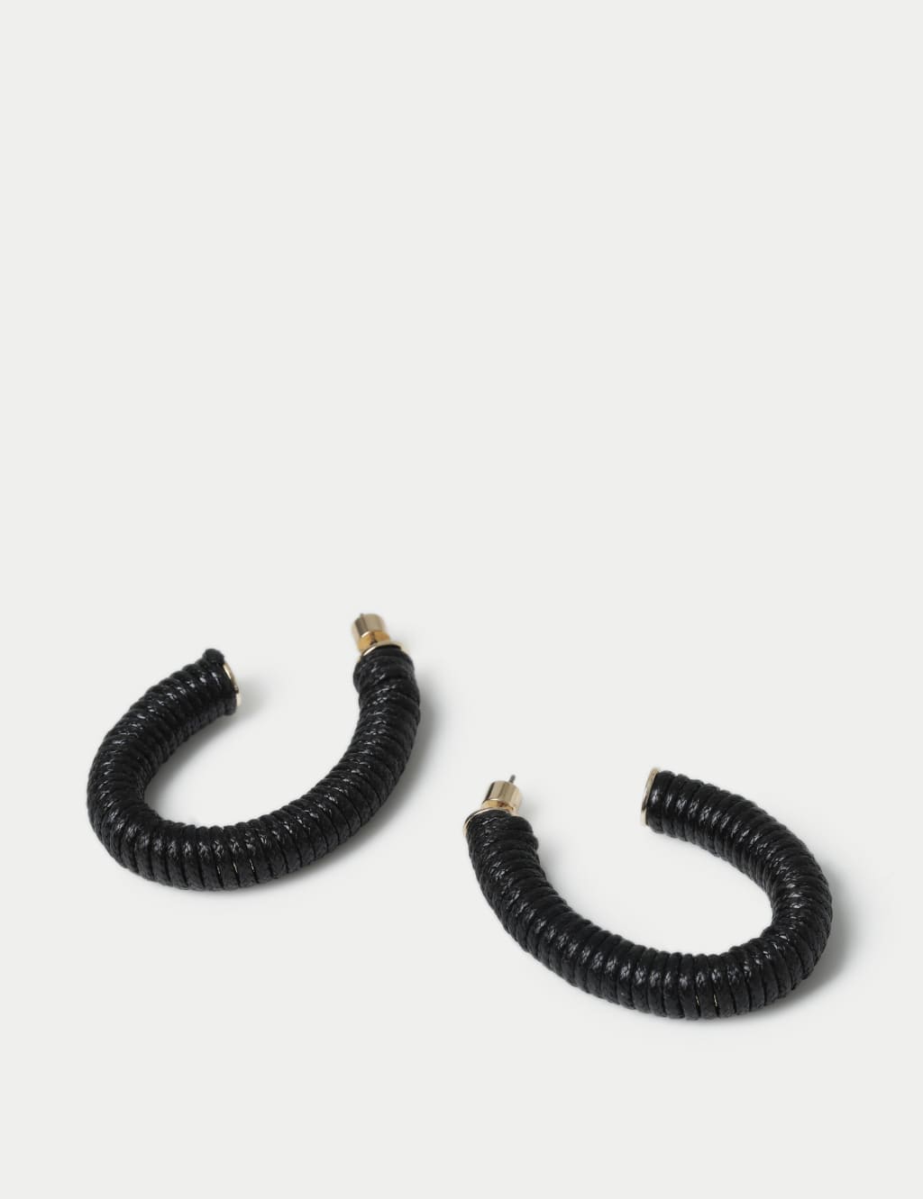 Black Cord Wrapped Hoop Earrings 2 of 2