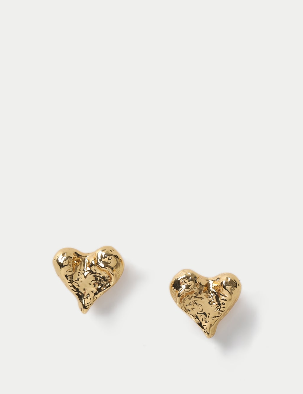 14ct Gold Plated Molten Heart Stud Earrings 1 of 2