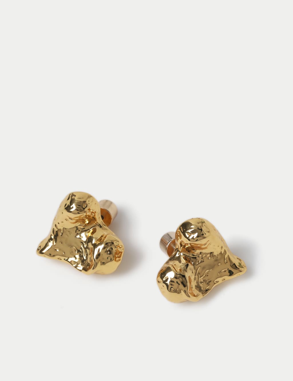 14ct Gold Plated Molten Heart Stud Earrings 2 of 2