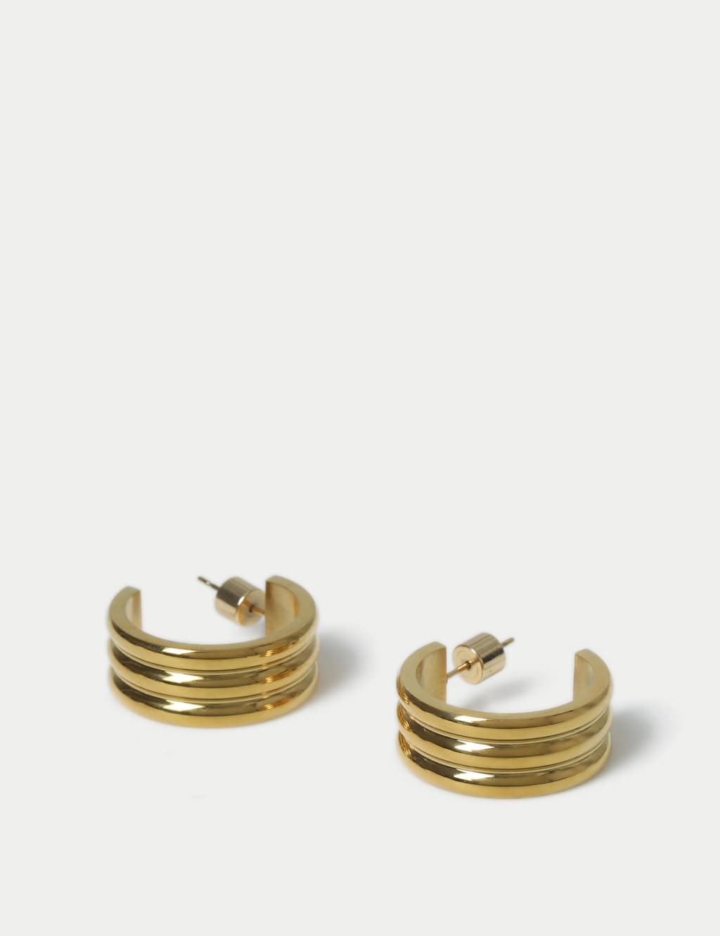 Stainless Steel Ridge Hoop Earrings 2 of 2