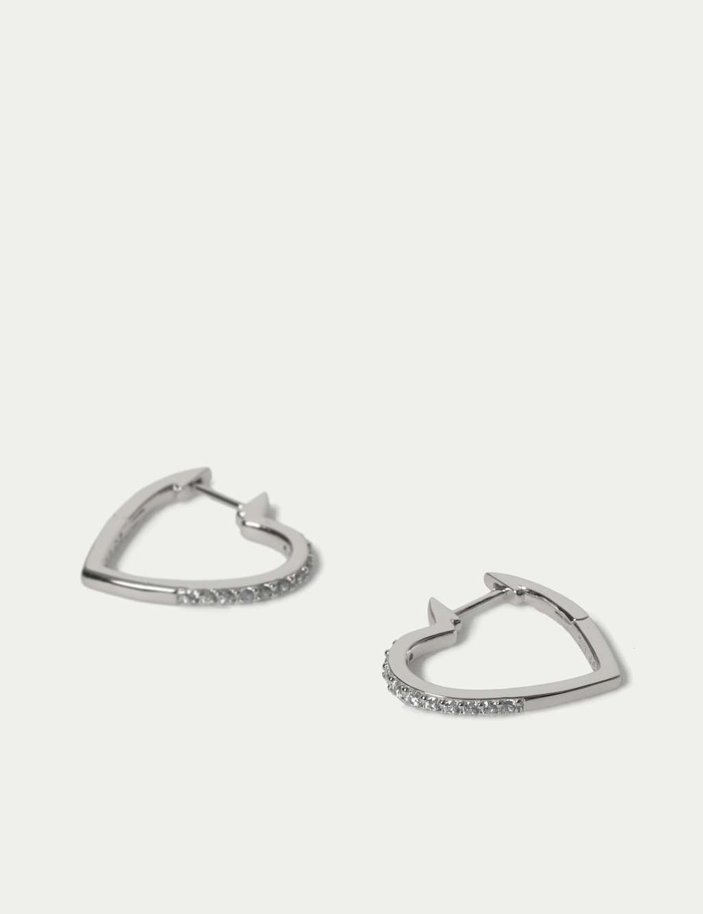 925 Sterling Silver Heart Hoop Earrings 2 of 2