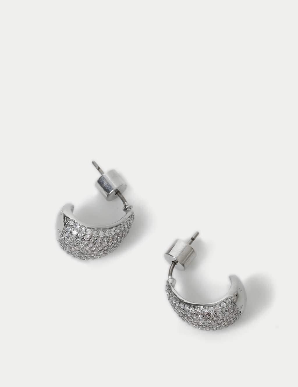 Platinum Plated Cubic Zirconia Dome Stud Earrings 3 of 3