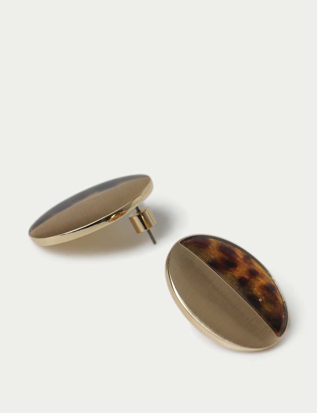 Brushed and Tort Design Oval Stud Earrings 2 of 2