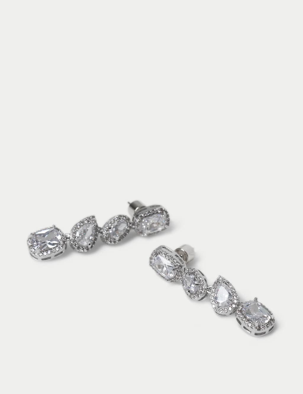 Platinum Plated Cubic Zirconia Mix Shape Drop Earrings 2 of 2