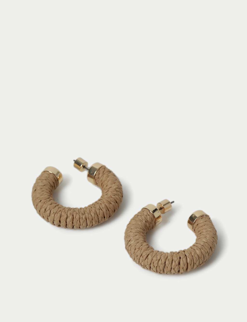 Raffia Beige Hoop Earrings 2 of 2