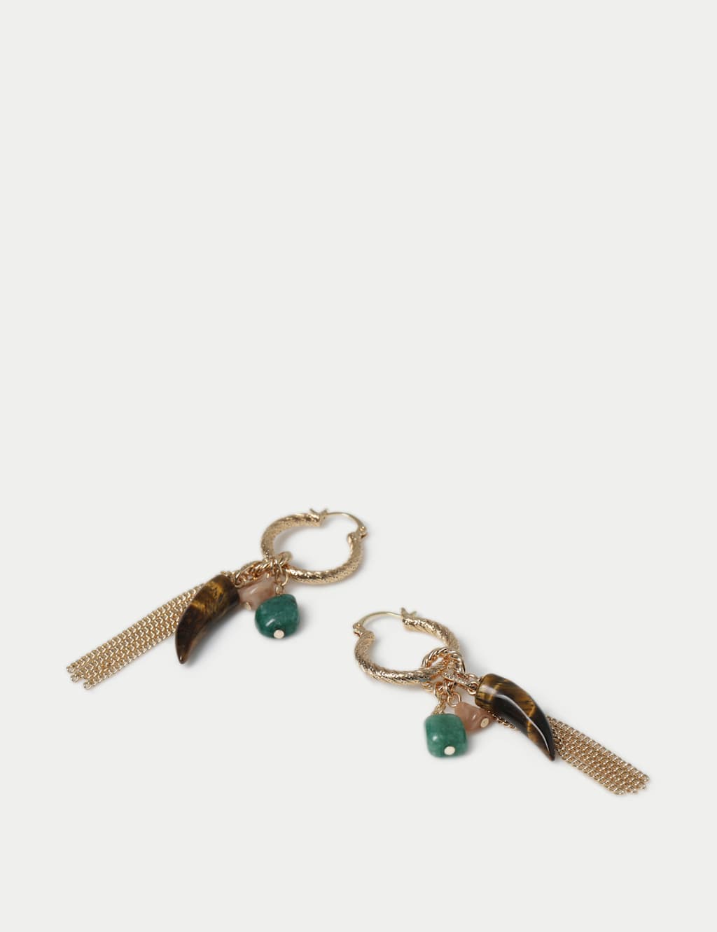 Charm Tassel Drop Hoop Earrings 2 of 2