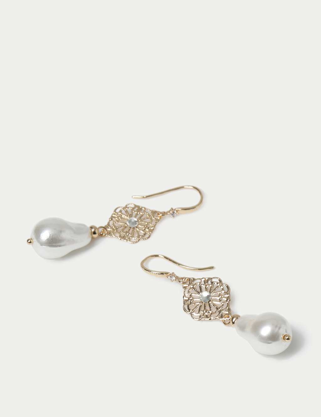 Fish Hook Filigree Pearl Drop Earrings 2 of 2