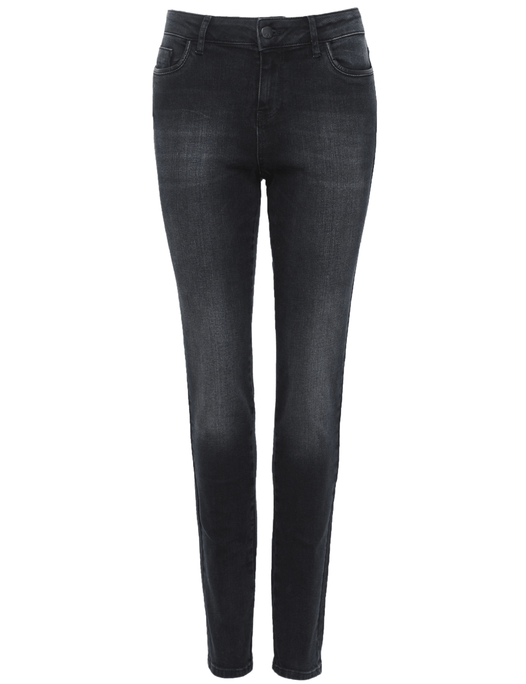 Faux Leather Trim Denim Skinny Jeans 2 of 6