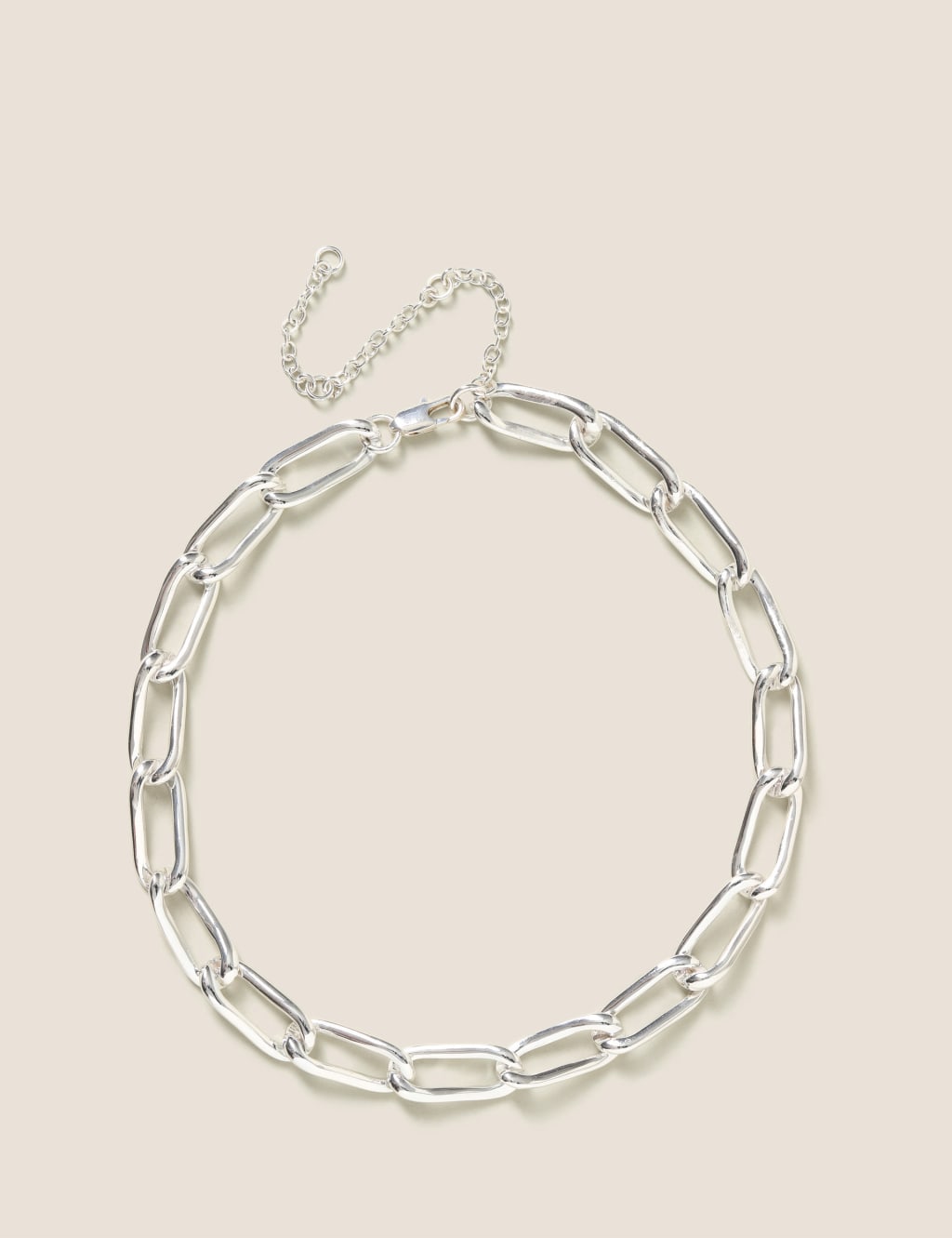 Silver Tone Organic Links Chain 1 of 2