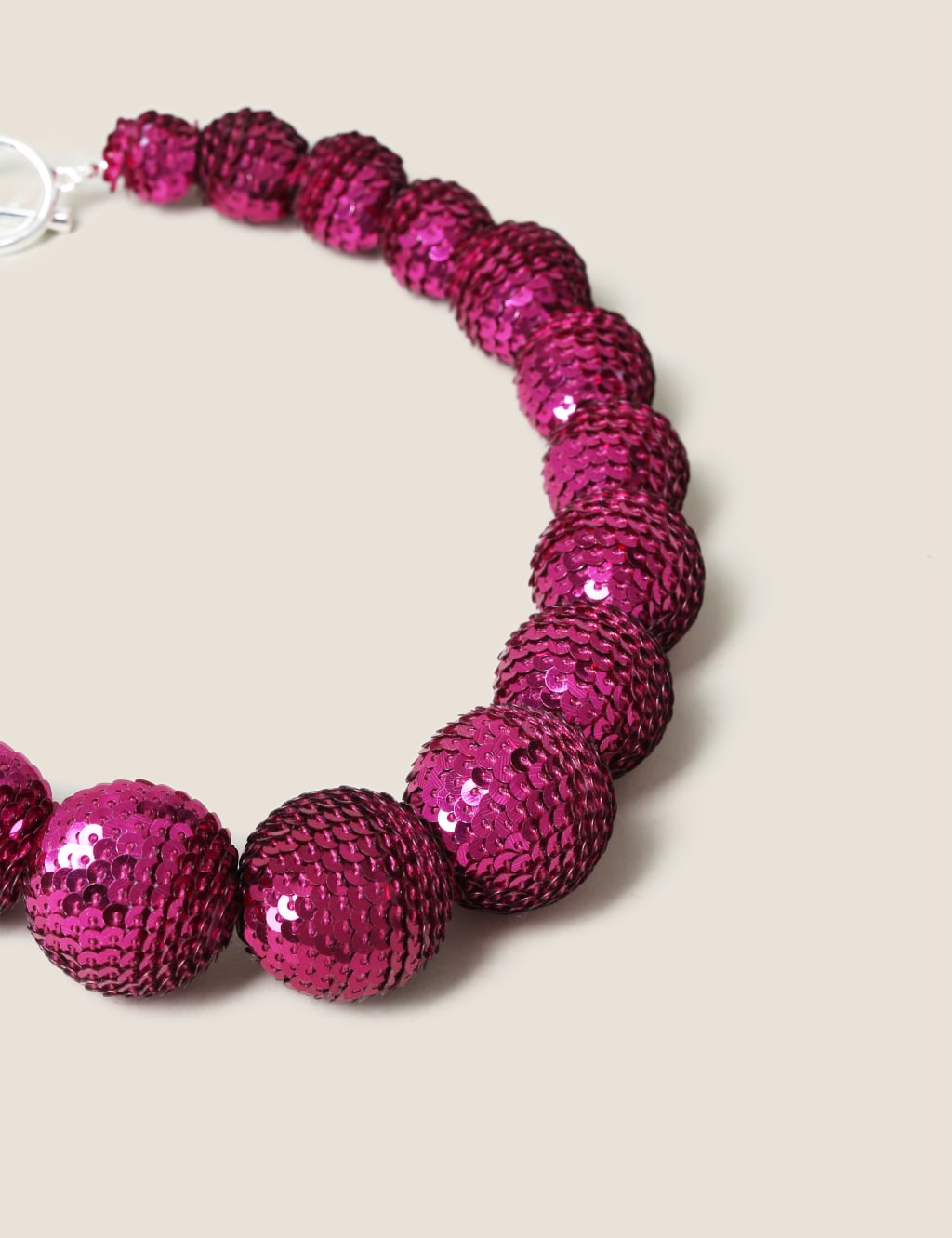 Pink Sequin Ball Necklace 2 of 3