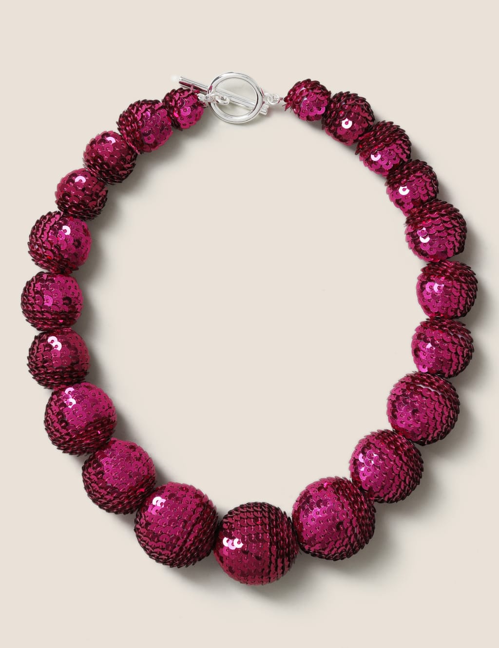 Pink Sequin Ball Necklace 1 of 3