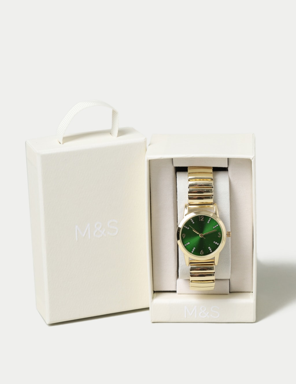 Green Rhinestone Strech Watch