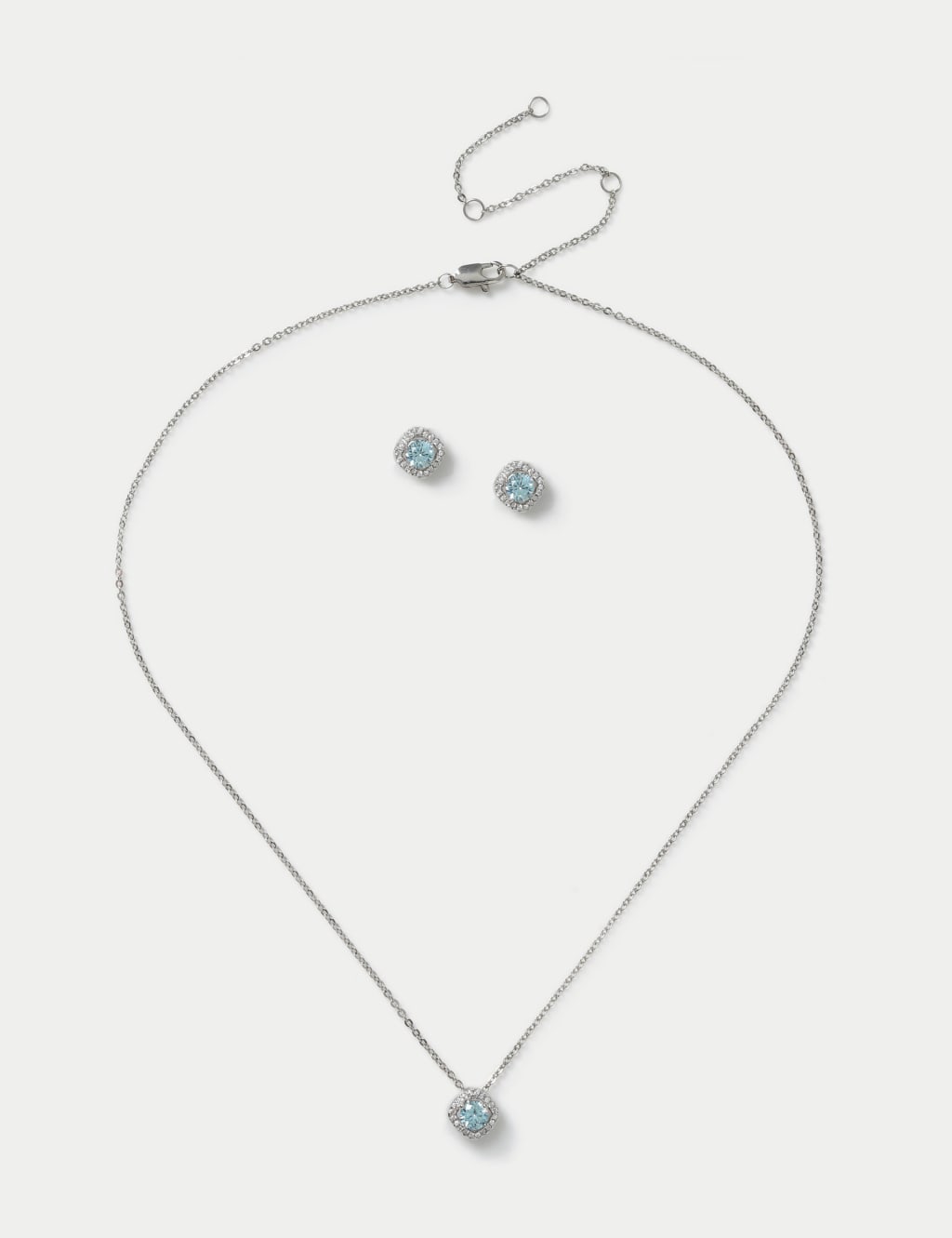 Platinum Plated March Birthstone Earring and Necklace Set 2 of 3