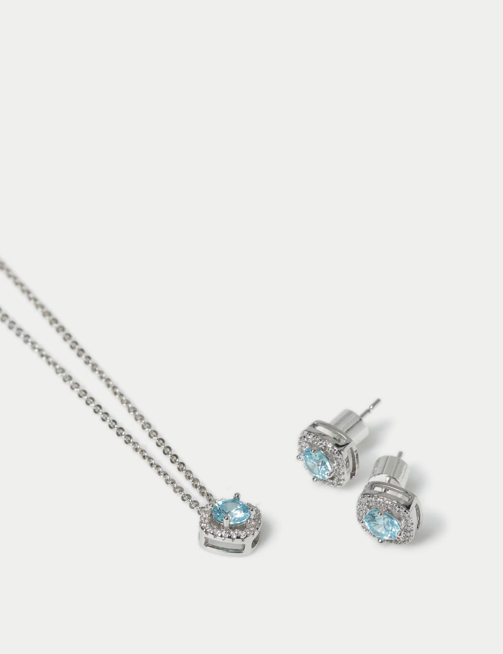 Platinum Plated March Birthstone Earring and Necklace Set 3 of 3