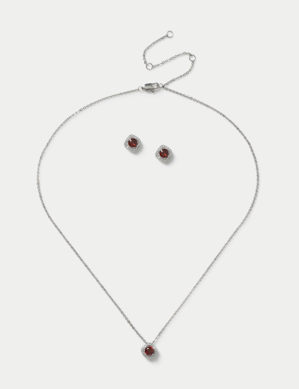 Platinum Plated January Birthstone Earring and Necklace Set 2 of 3
