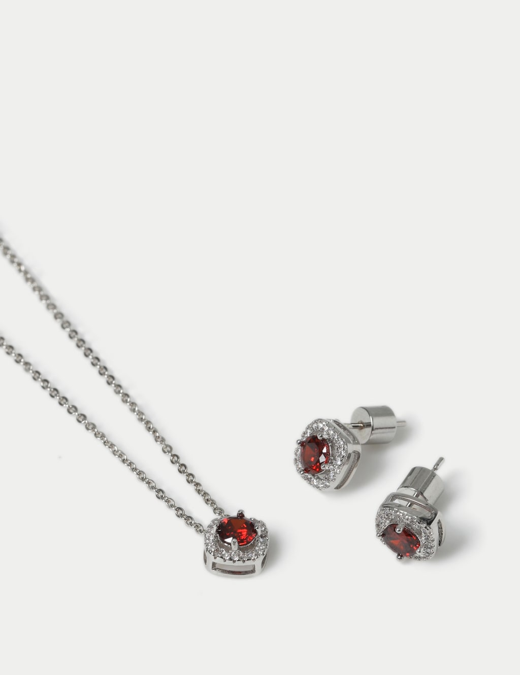Platinum Plated January Birthstone Earring and Necklace Set 3 of 3