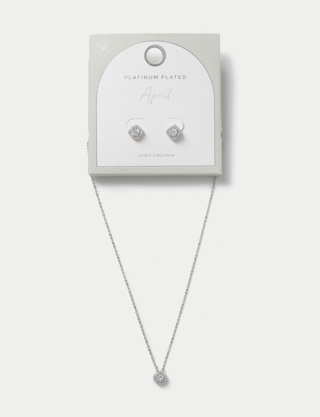 Platinum Plated April Birthstone Earring and Necklace Set 1 of 3