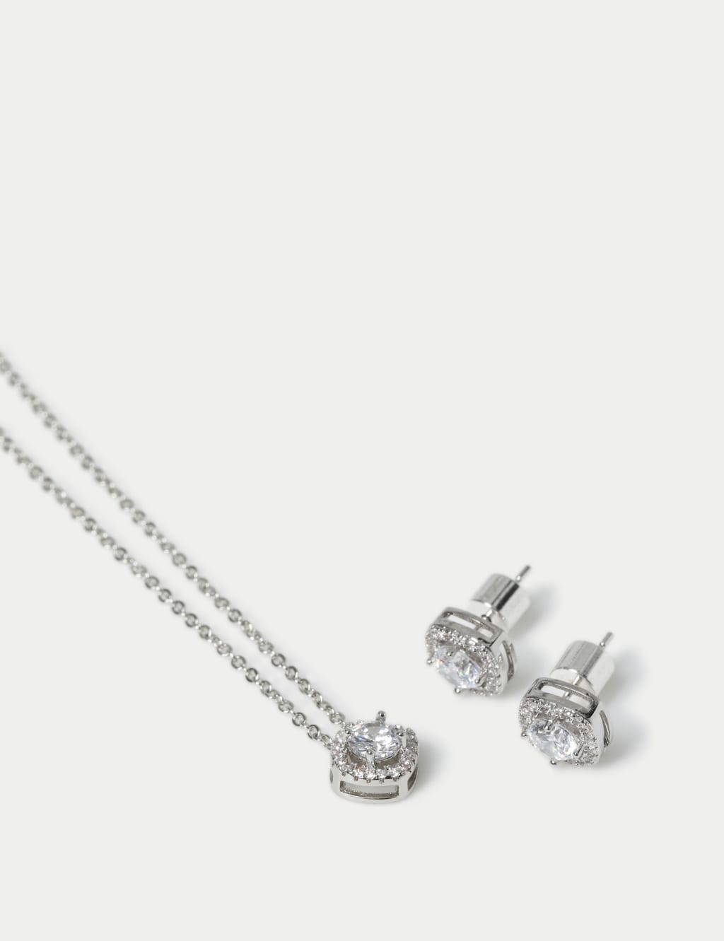 Platinum Plated April Birthstone Earring and Necklace Set 3 of 3
