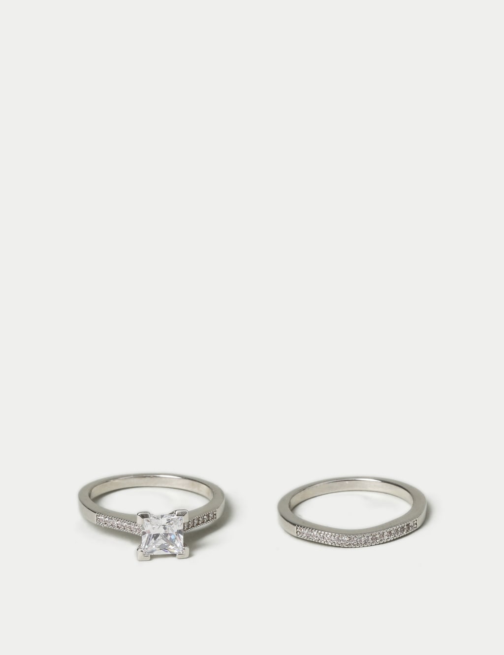 2 Pack Platinum Plated Engagement Rings M S Collection M S