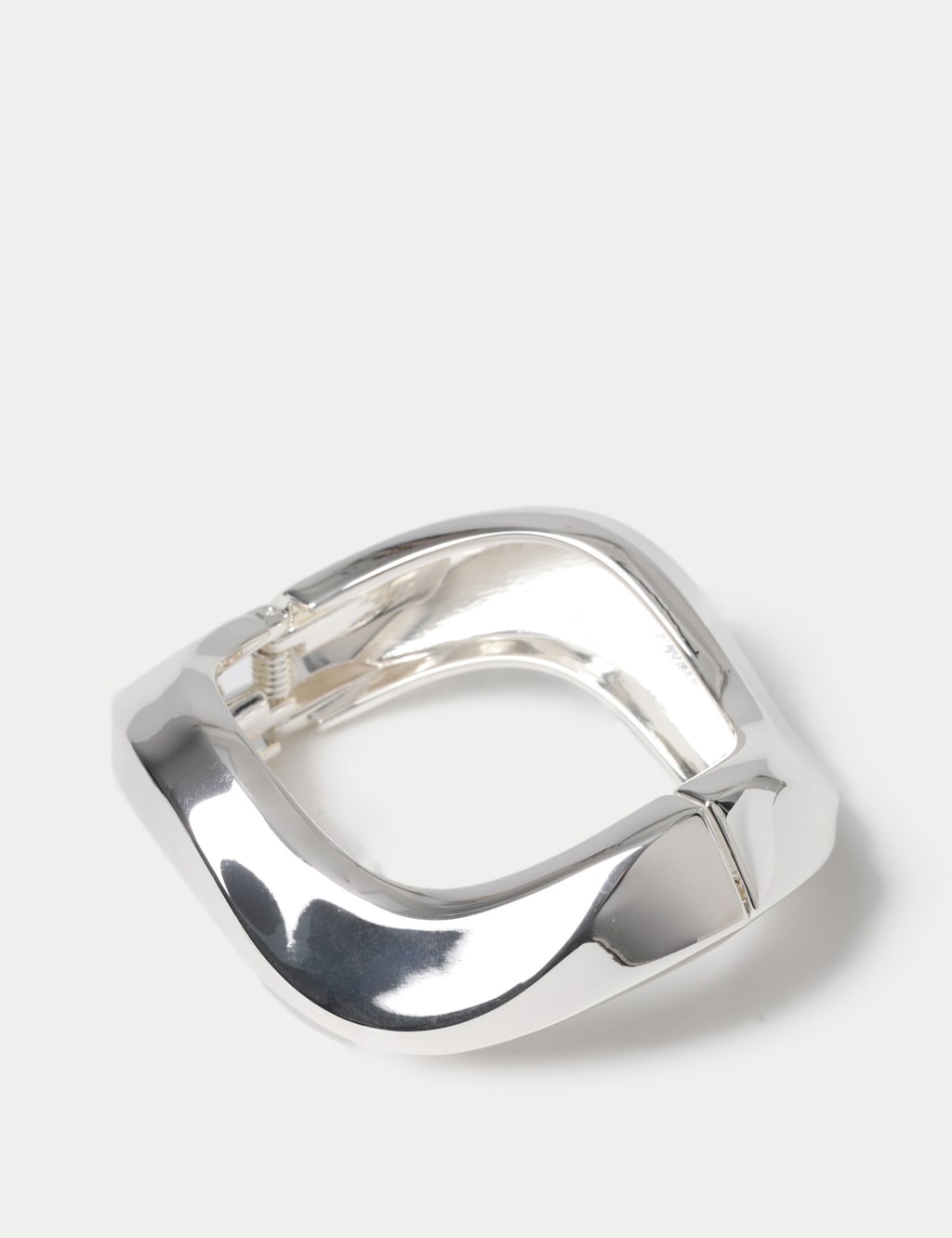 Silver Tone Hinged Bangle 2 of 2
