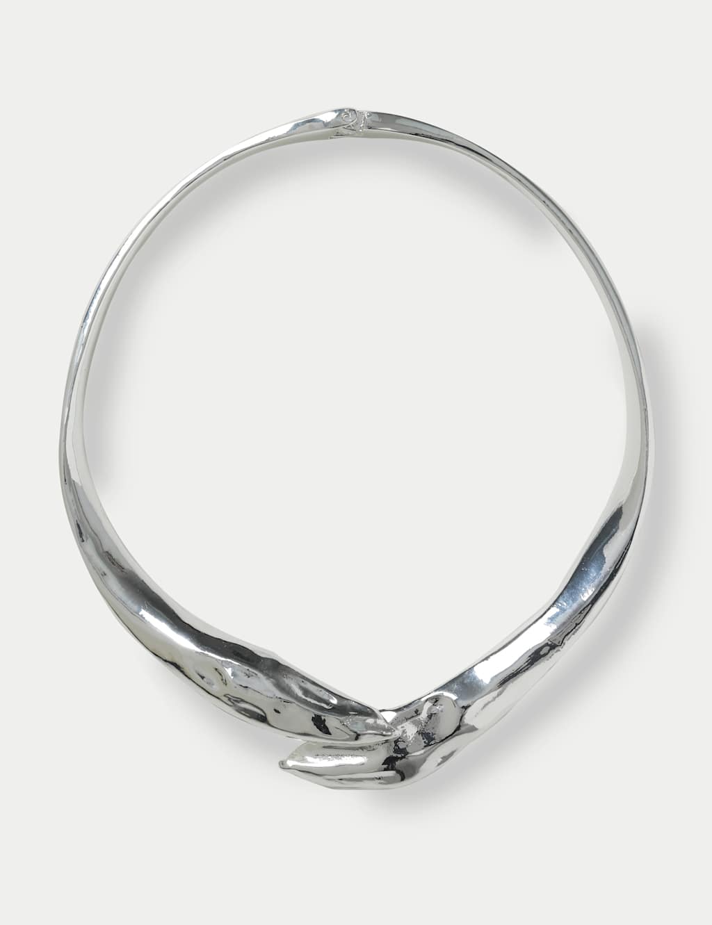 Rhodium Beaten Leaf Torc Necklace 2 of 3