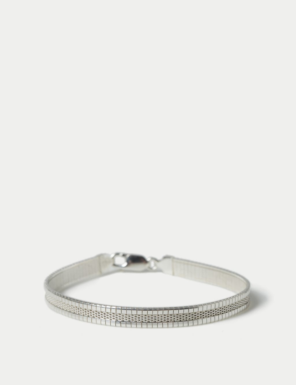 925 Sterling Silver Textured Flat Bracelet 1 of 2
