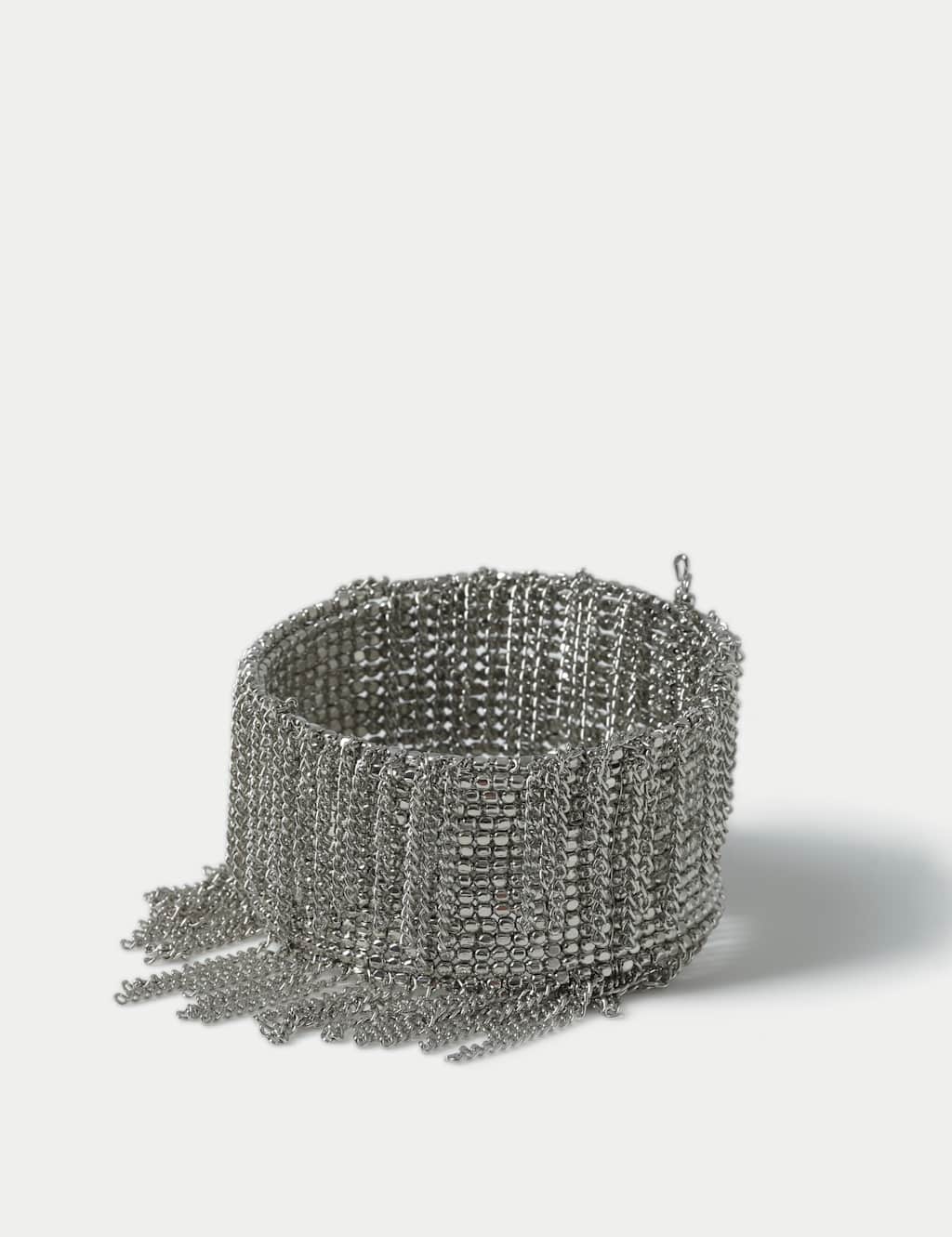 Silver Tone Fringe Cuff 2 of 2