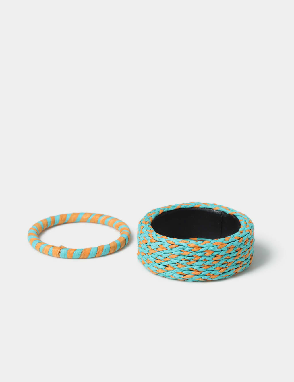 2 Pack Orange and Blue Wooden Bangle Set 2 of 2